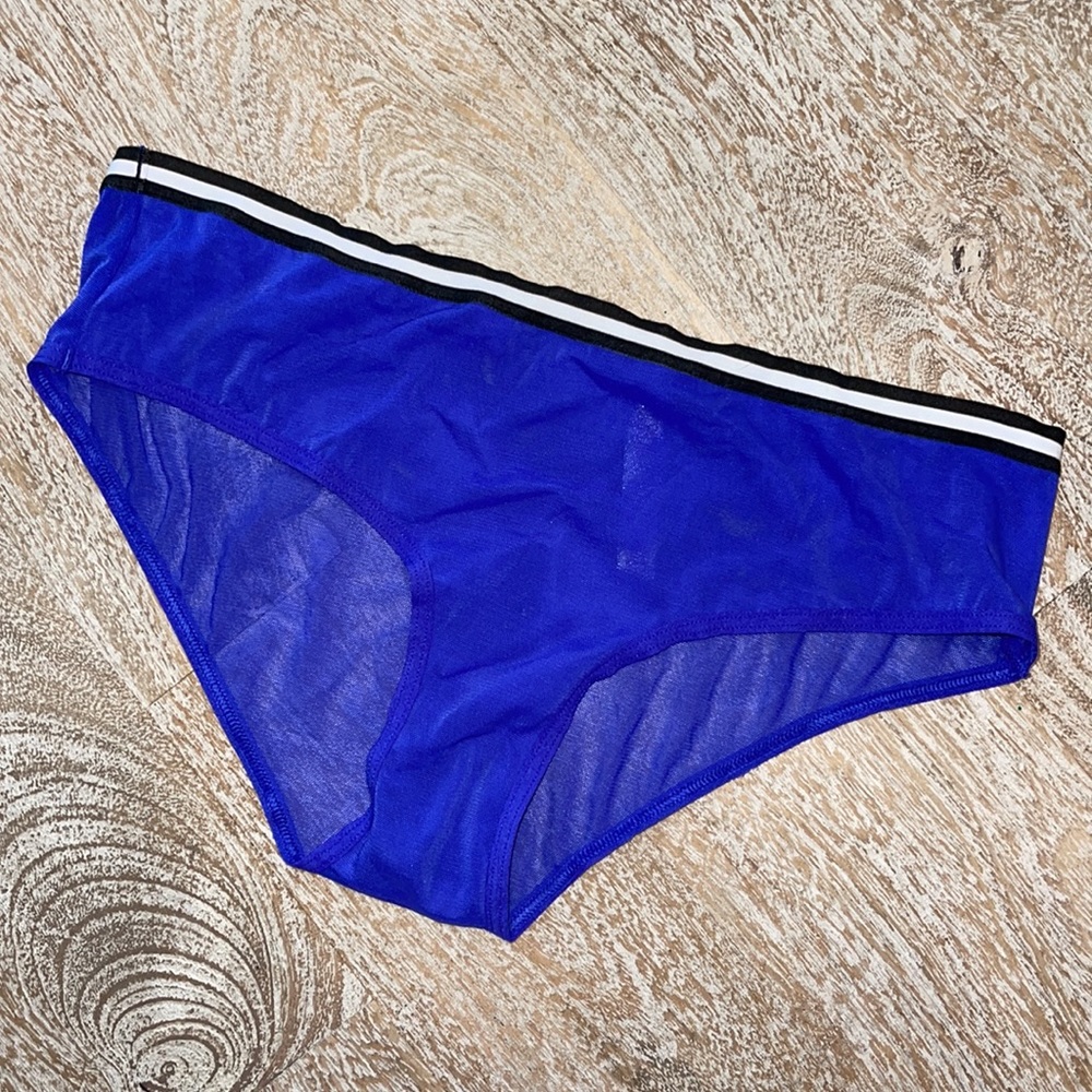VS Victoria Secret Blue Striped mesh sheer Low Rise